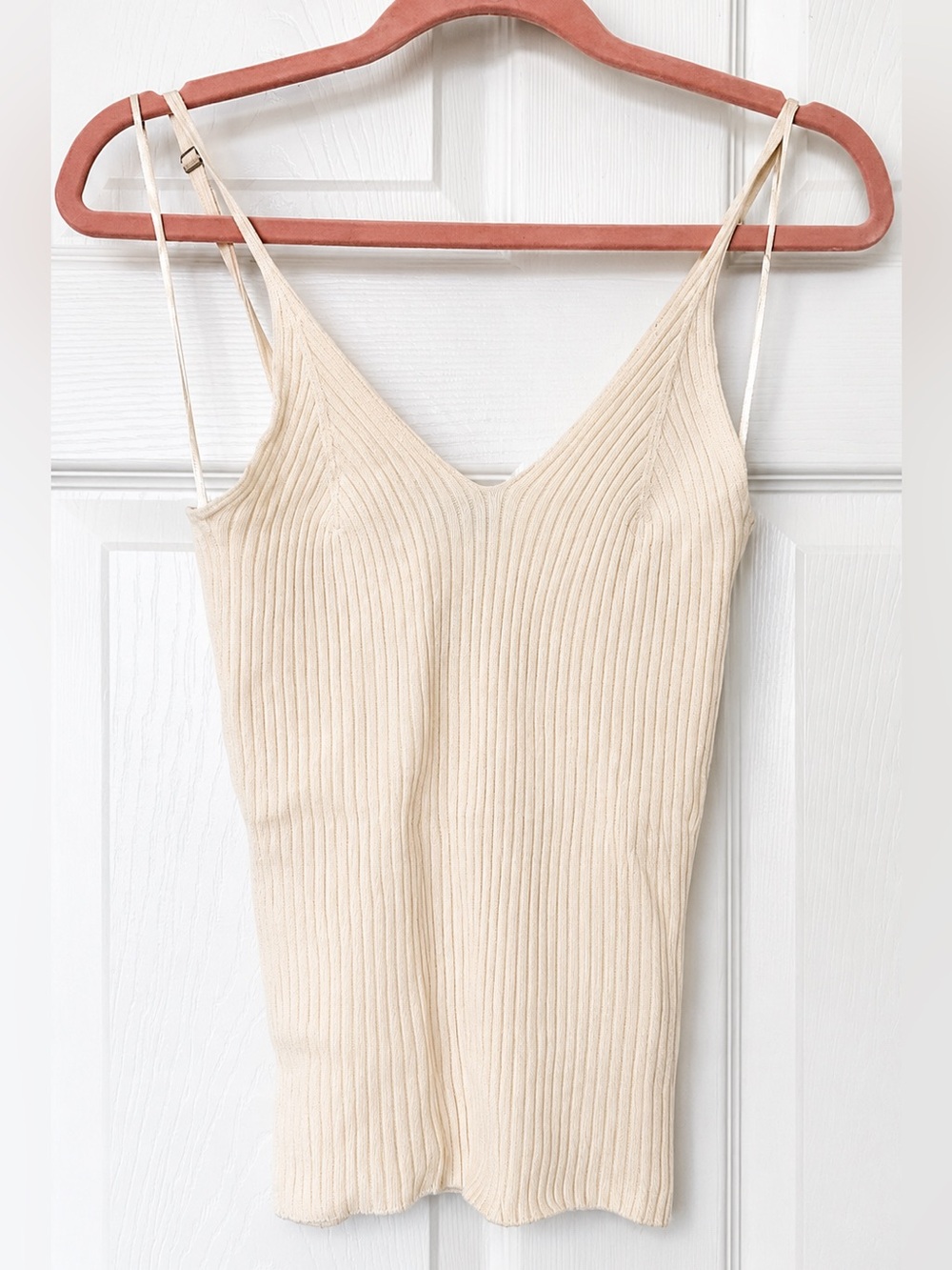 Dynamite Cream Ribbed V-Neck Cami Tank Top - Women